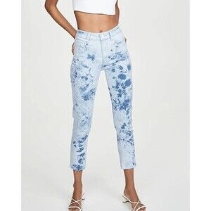 Paige Womens Jeans Blue Indigo Tie Dye Hoxton Slim Crop Straight Raw Hem Size 29
